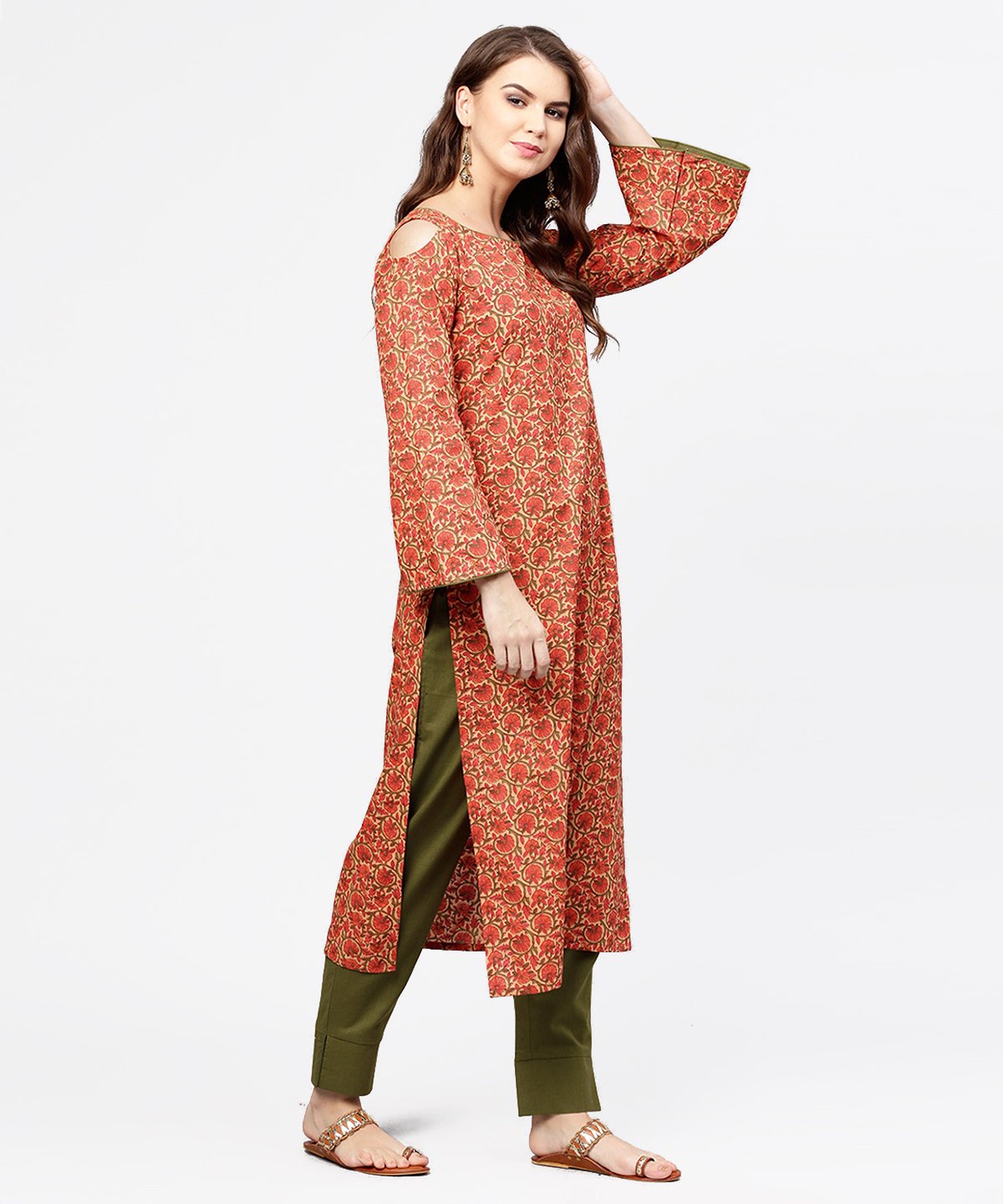 Grey-Cold-Shoulder-Hravy-Rayon-Long-Anarkali-Style-Half-Sleeve-Kurta-***-****  #bulk #wholesale … | Long kurti designs, Cotton kurti designs, Designer  kurti patterns